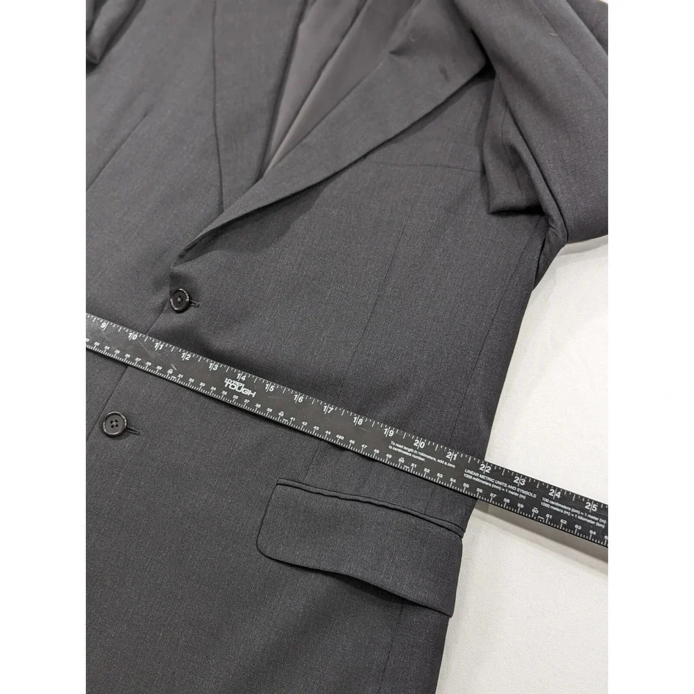 Hickey Freeman Blazer Sport ‎ Jacket Suit Coat Dark Gray Subtle Crosshatch 44L